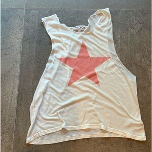 Wildfox tank white with peach colored star size M